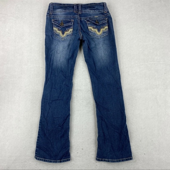 Wallflower Jeans Flap Pocket Size 7 Mid Rise Medium Wash Bootcut - Picture 2 of 8